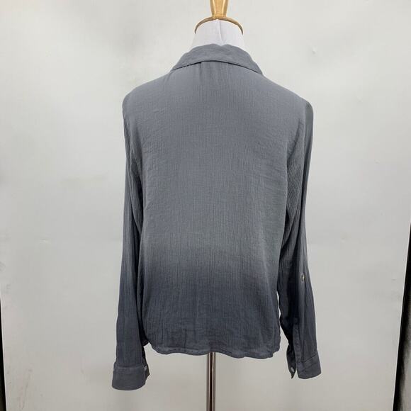 J Jill Blouse Womens S Small Iron Steel Ombre Gauze Tie Front Button Front Shirt - Picture 5 of 10